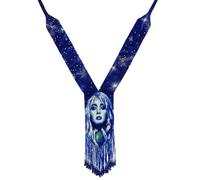 LKBEADS Collar ucraniano de la Diosa de la Luna Gerdan, joyería tradicional con cuentas de semillas, color azul y blanco, hecho a mano, joyería ucraniana |LK_UKRN_0236