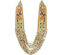 LKBEADS Collar ucraniano Gerdan con diseño de enredadera dorada, cuentas de semillas, joyería tradicional multicolor hecha a mano, joyería ucraniana |LK_UKRN_0719