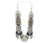LKBEADS Collar ucraniano Gerdan con roseta de esmeralda, cuentas de semillas, joyería tradicional multicolor, hecho a mano, joyería ucraniana con cuentas |LK_UKRN_0407