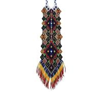 LKBEADS Collar ucraniano Gerdan con tótem de diamante arcoíris, cuentas de semillas, joyería tradicional multicolor hecha a mano, joyería ucraniana |LK_UKRN_0465