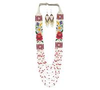 LKBEADS Conjunto de collar y pendientes florales ucranianos Gerdan, joyería tradicional con cuentas de semillas, multicolor, hecha a mano, joyería ucraniana con cuentas |LK_UKRN_0406