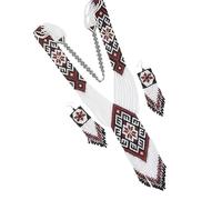 LKBEADS Conjunto de collar y pendientes ucranianos Gerdan con roseta de diamantes florales, cuentas de semillas, joyería tradicional multicolor hecha a mano con cuentas |LK_UKRN_0677