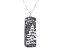 LKBEADS Copo de nieve de plata de ley 925 sobre pino nevado |LK_NLC_02685 | plated round coin necklace with 18 inch cable chain symbol of strength growth wisdom family nature lucky