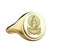 LKBEADS Criatura marina mítica en plata de ley 925 | Anillo chapado en oro | Anillo de sello ovalado de 15 x 13 mm | Tallas de banda: EE. UU. 5-12,5 | Avelaibal | LKDR_0540