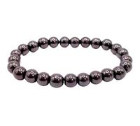 LKBEADS Hematita natural de 8 mm | Piedra redonda de corte liso | Piedra de color negro | Pulsera elástica de equilibrio | Pulsera de conexión a tierra | Joyería hecha a mano | LK_WOSB_00628_8