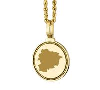 LKBEADS Medallón redondo de 25 mm con mapa de Andorra grabado en plata de ley 925, collar con colgante chapado en oro, joyería unisex para viajes y ciudades |LK_EGMP_0180