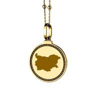 LKBEADS Medallón redondo de 25 mm con mapa de Bulgaria grabado en plata de ley 925, colgante chapado en oro, joyería unisex para viajes y ciudades |LK_EGMP_0163