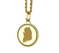 LKBEADS Medallón redondo de 25 mm con mapa de Corea del Sur grabado en plata de ley 925, collar chapado en oro, ideal para viajes y turismo. Joyería unisex |LK_EGMP_0107
