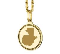 LKBEADS Medallón redondo de 25 mm con mapa de Guatemala grabado en plata de ley 925, colgante chapado en oro, joyería unisex para viajes y ciudades |LK_EGMP_0059