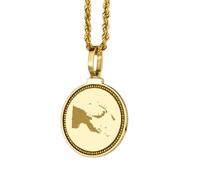 LKBEADS Medallón redondo de 25 mm con mapa de Papúa Nueva Guinea grabado en plata de ley 925, colgante chapado en oro, ideal para viajes y ciudades, unisex |LK_EGMP_0039