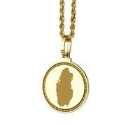 LKBEADS Medallón redondo de 25 mm con mapa de Qatar grabado en plata de ley 925, collar con colgante chapado en oro, joyería unisex para viajes y ciudades |LK_EGMP_0044