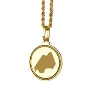 LKBEADS Medallón redondo de 25 mm con mapa de Ruanda grabado en plata de ley 925, collar con colgante chapado en oro, joyería para viajes, ciudad y país, unisex |LK_EGMP_0079