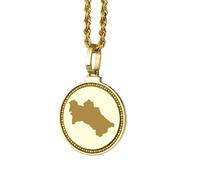 LKBEADS Medallón redondo de 25 mm con mapa de Turkmenistán grabado en plata de ley 925, collar con colgante chapado en oro, ideal para viajes y ciudades, unisex |LK_EGMP_0001