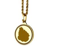 LKBEADS Medallón redondo de 25 mm con mapa de Uruguay grabado en plata de ley 925, colgante chapado en oro, joyería unisex para viajes y ciudades |LK_EGMP_0058