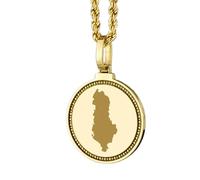 LKBEADS Medallón redondo de plata de ley 925 grabado con mapa de Albania, colgante de 25 mm, chapado en oro, joyería para viajes, ciudad, país, unisex |LK_EGMP_0182