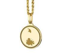 LKBEADS Medallón redondo de plata de ley 925 grabado con mapa de Antigua y Barbuda, colgante de 25 mm, chapado en oro, ideal para viajes y ciudades, unisex |LK_EGMP_0178