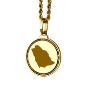 LKBEADS Medallón redondo de plata de ley 925 grabado con mapa de Arabia Saudita, colgante de 25 mm, chapado en oro, ideal para viajes y ciudades, unisex |LK_EGMP_0045