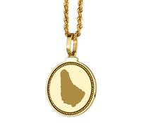 LKBEADS Medallón redondo de plata de ley 925 grabado con mapa de Barbados, colgante de 25 mm, chapado en oro, joyería para viajes, ciudad, país, unisex |LK_EGMP_0012