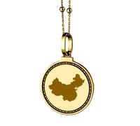 LKBEADS Medallón redondo de plata de ley 925 grabado con mapa de China, colgante de 25 mm, chapado en oro, joyería para viajes, ciudad y país, unisex |LK_EGMP_0157