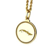LKBEADS Medallón redondo de plata de ley 925 grabado con mapa de Cuba, colgante de 25 mm, chapado en oro, joyería City Country para hombre y mujer, regalo |LKN_MAP_01224