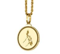 LKBEADS Medallón redondo de plata de ley 925 grabado con mapa de Filipinas, colgante de 25 mm, chapado en oro, ideal para viajes, ciudad o país. Joyería unisex para regalo |LK_EGMP_0105
