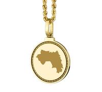 LKBEADS Medallón redondo de plata de ley 925 grabado con mapa de Guinea Bissau, colgante de 25 mm, chapado en oro, ideal para viajes y ciudades, unisex |LK_EGMP_0062