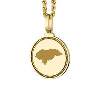 LKBEADS Medallón redondo de plata de ley 925 grabado con mapa de Honduras, colgante de 25 mm, chapado en oro, joyería para viajes, ciudad, país, unisex |LK_EGMP_0050