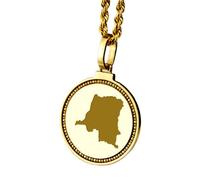 LKBEADS Medallón redondo de plata de ley 925 grabado con mapa de la República Democrática del Congo, colgante de 25 mm, chapado en oro, ideal para viajes y ciudades, unisex |LK_EGMP_0144