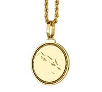 LKBEADS Medallón redondo de plata de ley 925 grabado con mapa de las Islas Salomón, colgante de 25 mm, chapado en oro, para viajes, ciudad, país, joyería unisex |LK_EGMP_0033