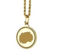 LKBEADS Medallón redondo de plata de ley 925 grabado con mapa de Macedonia del Norte, colgante de 25 mm, chapado en oro, ideal para viajes y ciudades, unisex |LK_EGMP_0074