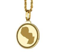 LKBEADS Medallón redondo de plata de ley 925 grabado con mapa de Paraguay, colgante de 25 mm, chapado en oro, joyería de ciudad y país para hombres y mujeres, regalo |LKN_MAP_01129