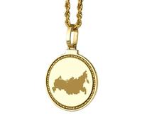 LKBEADS Medallón redondo de plata de ley 925 grabado con mapa de Rusia, colgante de 25 mm, chapado en oro, joyería para viajes, ciudad, país, unisex |LK_EGMP_0116