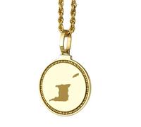 LKBEADS Medallón redondo de plata de ley 925 grabado con mapa de Trinidad y Tobago, colgante de 25 mm, chapado en oro, ideal para viajes y ciudades, unisex |LK_EGMP_0032