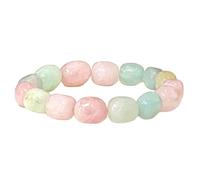 LKBEADS Morganita natural de 10 mm | Piedra redonda de corte liso | Piedra multicolor | Pulsera elástica de amor | Pulsera de compasión | Joyería hecha a mano | LK_WOSB_00859_6.5