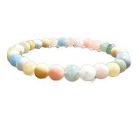 LKBEADS Morganita natural de 8 mm | Piedra redonda de corte liso | Piedra multicolor | Pulsera elástica de amor | Pulsera de la compasión | Joyería hecha a mano | LK_WOSB_00205_6.5