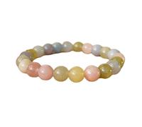 LKBEADS morganita natural de 8 mm | piedra redonda de corte liso | piedra multicolor | pulsera elástica de amor | pulsera de compasión | joyería hecha a mano | LK_WOSB_00107_7.5