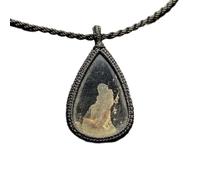 LKBEADS Naturel Pyrite Gemstone Thread Pendant Necklace Pear Shape With Leather Cord Chain Money Attraction Handmade Jewelry Protection Positive Vibes Locket |LK_SGMP_0481