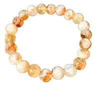 LKBEADS Piedra preciosa de citrino natural de 8 mm | piedra redonda de corte liso | piedra multicolor | pulsera elástica Dhan Yog | pulsera del éxito | joyería hecha a mano | LK_WOSB_00810_6.5