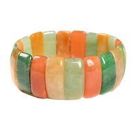 LKBEADS Piedra preciosa de jade natural de 10x25 mm | piedra rectangular de corte liso | piedra multicolor | pulsera elástica energética | pulsera curativa | joyería hecha a mano | LK_WOSB_00946_7.5
