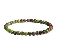 LKBEADS Piedra preciosa de jaspe de sangre de dragón natural de 4 mm | Forma redonda, corte liso | 18 cm | Gema multicolor | Pulsera elástica energética | Joyería artesanal | LSB_02063