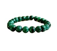 LKBEADS Piedra preciosa de malaquita natural de 8 mm | forma redonda, talla lisa | color verde | pulsera elástica energética | brazalete curativo | joyería hecha a mano | LK_WOSB_00075_8