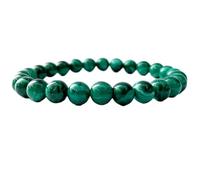 LKBEADS Piedra preciosa de malaquita natural de 8 mm | forma redonda, talla lisa | color verde | pulsera elástica energética | brazalete curativo | joyería hecha a mano | LK_WOSB_00682_6.5