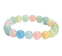 LKBEADS Piedra preciosa de morganita natural de 10 mm | Forma redonda, corte liso | 18 cm | Gema multicolor | Pulsera elástica de amor | Pulsera de compasión | Joyería artesanal | LSB_01057