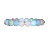 LKBEADS Piedra preciosa de morganita natural de 10 mm | Forma redonda, corte liso | 18 cm | Gema multicolor | Pulsera elástica de amor | Pulsera de compasión | Joyería artesanal | LSB_02204