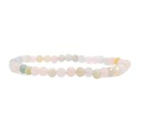 LKBEADS Piedra preciosa de morganita natural de 4 mm | Forma redonda, piedra facetada | 18 cm | Gema multicolor | Pulsera elástica de amor | Pulsera de compasión | Joyería artesanal | LSB_00927