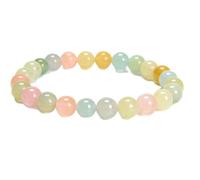LKBEADS Piedra preciosa de morganita natural de 6 mm | Forma redonda, corte liso | 18 cm | Gema multicolor | Pulsera elástica de amor | Pulsera de compasión | Joyería artesanal | LSB_01034