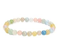 LKBEADS Piedra preciosa de morganita natural de 6 mm | Forma redonda, corte liso | 18 cm | Gema multicolor | Pulsera elástica de amor | Pulsera de compasión | Joyería artesanal | LSB_01056