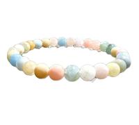 LKBEADS Piedra preciosa de morganita natural de 8 mm | Forma redonda, corte liso | 18 cm | Gema multicolor | Pulsera elástica de amor | Pulsera de compasión | Joyería artesanal | LSB_00205