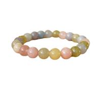 LKBEADS Piedra preciosa de morganita natural de 8 mm | Forma redonda, corte liso | 18 cm | Gema multicolor | Pulsera elástica de amor | Pulsera de compasión | Joyería artesanal | LSB_00107