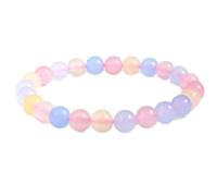 LKBEADS Piedra preciosa de morganita natural de 8 mm | Forma redonda, corte liso | 18 cm | Gema multicolor | Pulsera elástica de amor | Pulsera de compasión | Joyería artesanal | LSB_02083